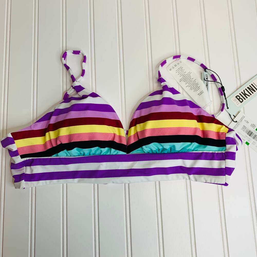 NWT Bikini Lab Striped Bikini Top Sz Large